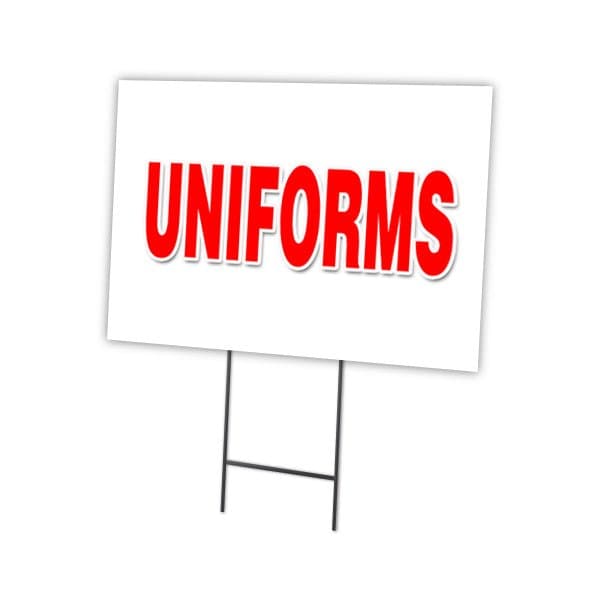 Uniforms Yard Sign & Stake outdoor plastic coroplast window, C-1824-DS-Uniforms